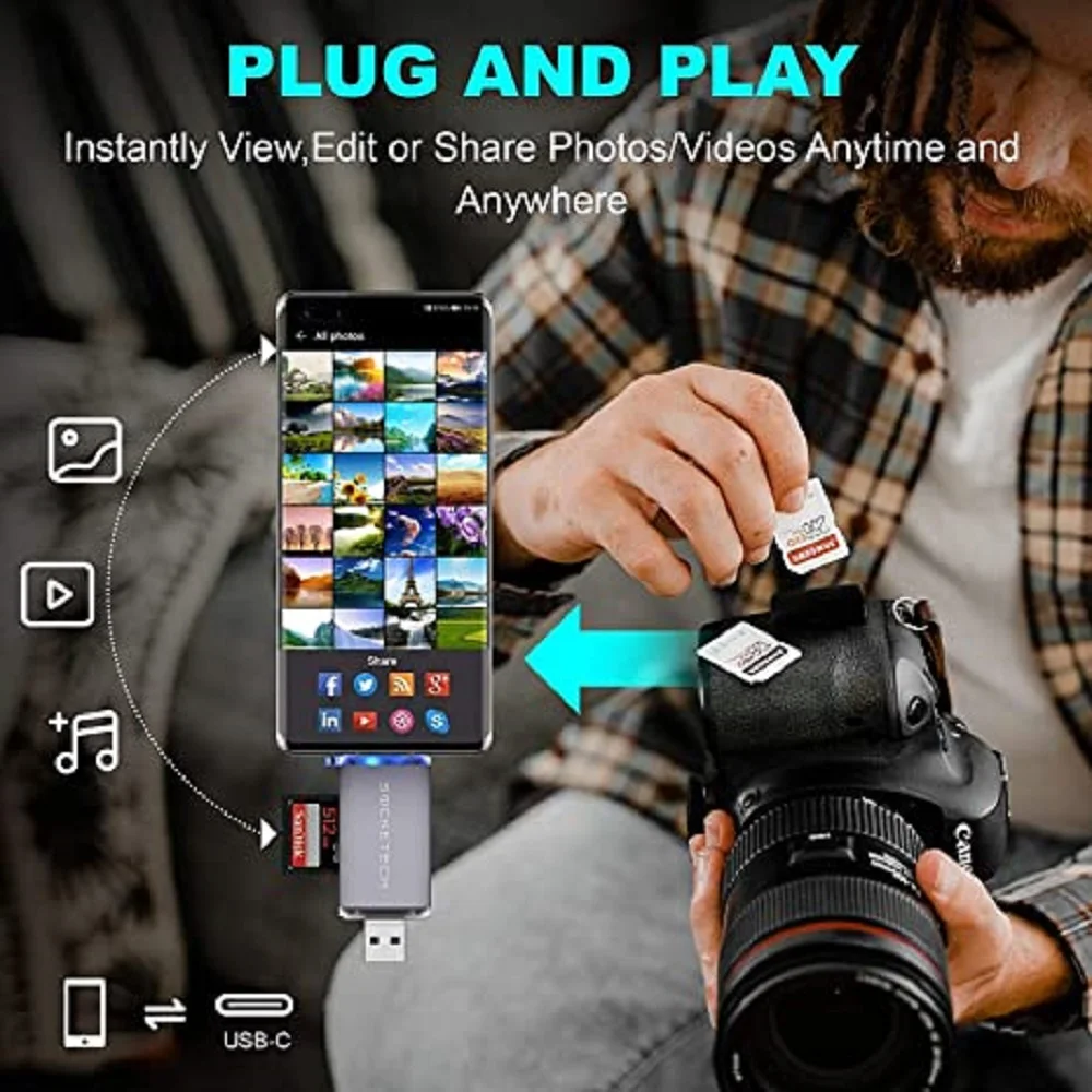 SD Card Reader 6 in 1 USB3.0 to Type C Micro USB Universal OTG Adapter Multifunctional Adapter SD TF High-speed Transmission