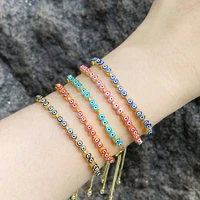 flola enamel multicolor evil eye bracelets for women copper gold plated box chain adjustable bracelets turkish jewelry brtj09