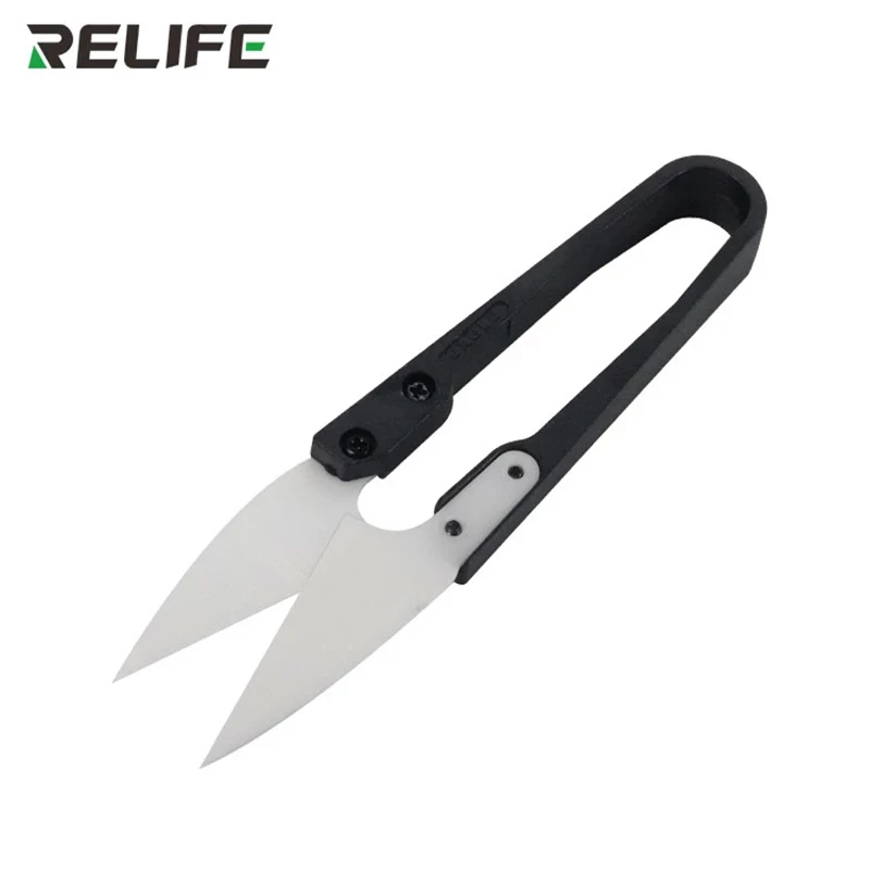 RELIFE RL-102 Insulated Ceramic U-shaped Scissors for Mobile Phone Battery Repair Tools Anti-static Insulation Safety Scissors