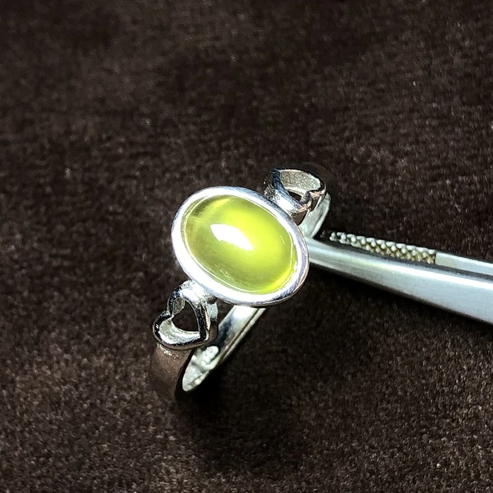 Женское кольцо из стерлингового серебра 925 пробы с овальным камнем в форме сердца