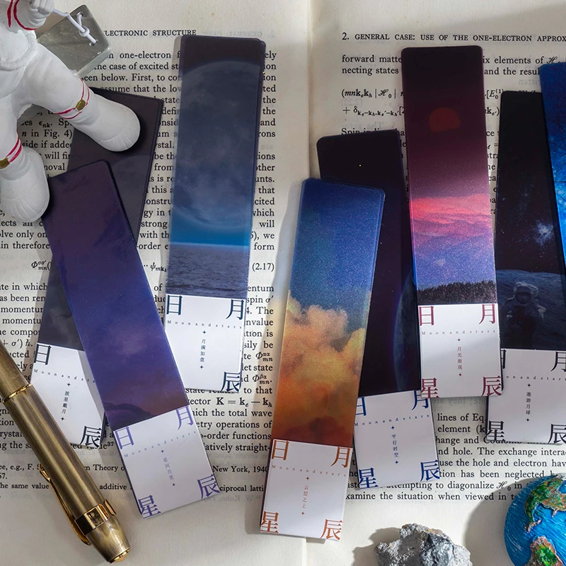 5 Sheets Moon and stars sky bookmarks student Decorative PET translucence bookmark Read mark Planner school office supplies