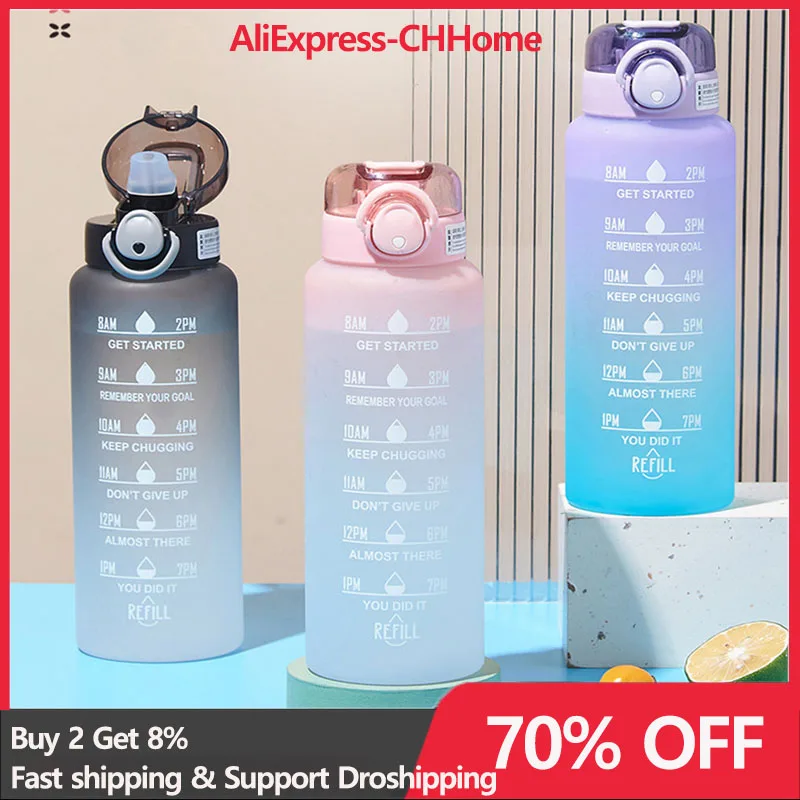 

1 литровая мотивирующая бутылка для воды с соломинкой для девочек и женщин, Детская Спортивная бутылка для воды, соусницы для фитнеса, Спорт...