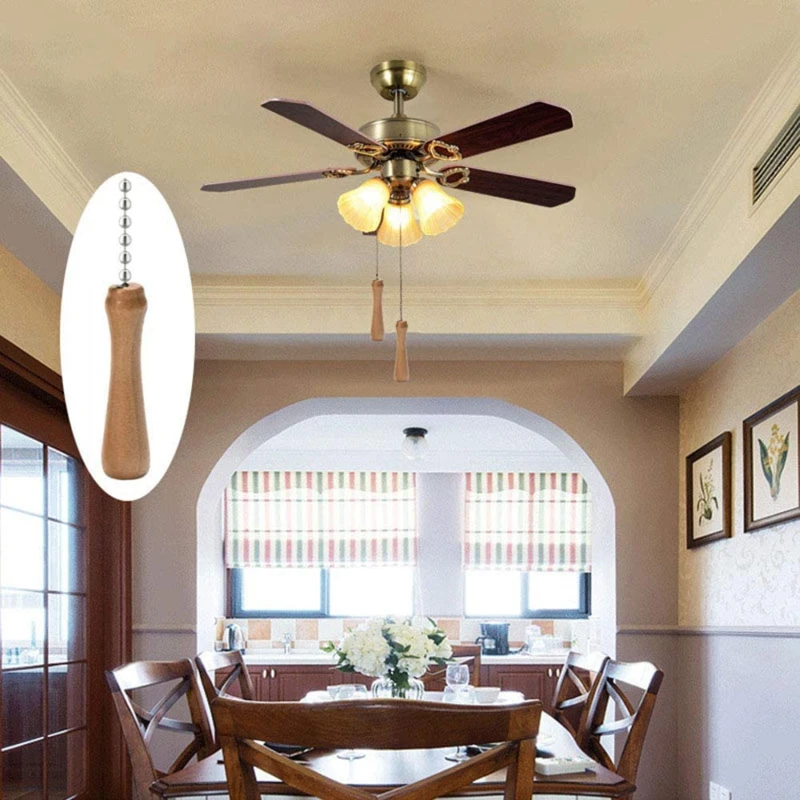 

Wooden Pillars Walnut Pendant 11 Inch Antique Lighting Fans Brass Pull Chain Ceiling Fans Ventilation 1Pack High Quality Tools