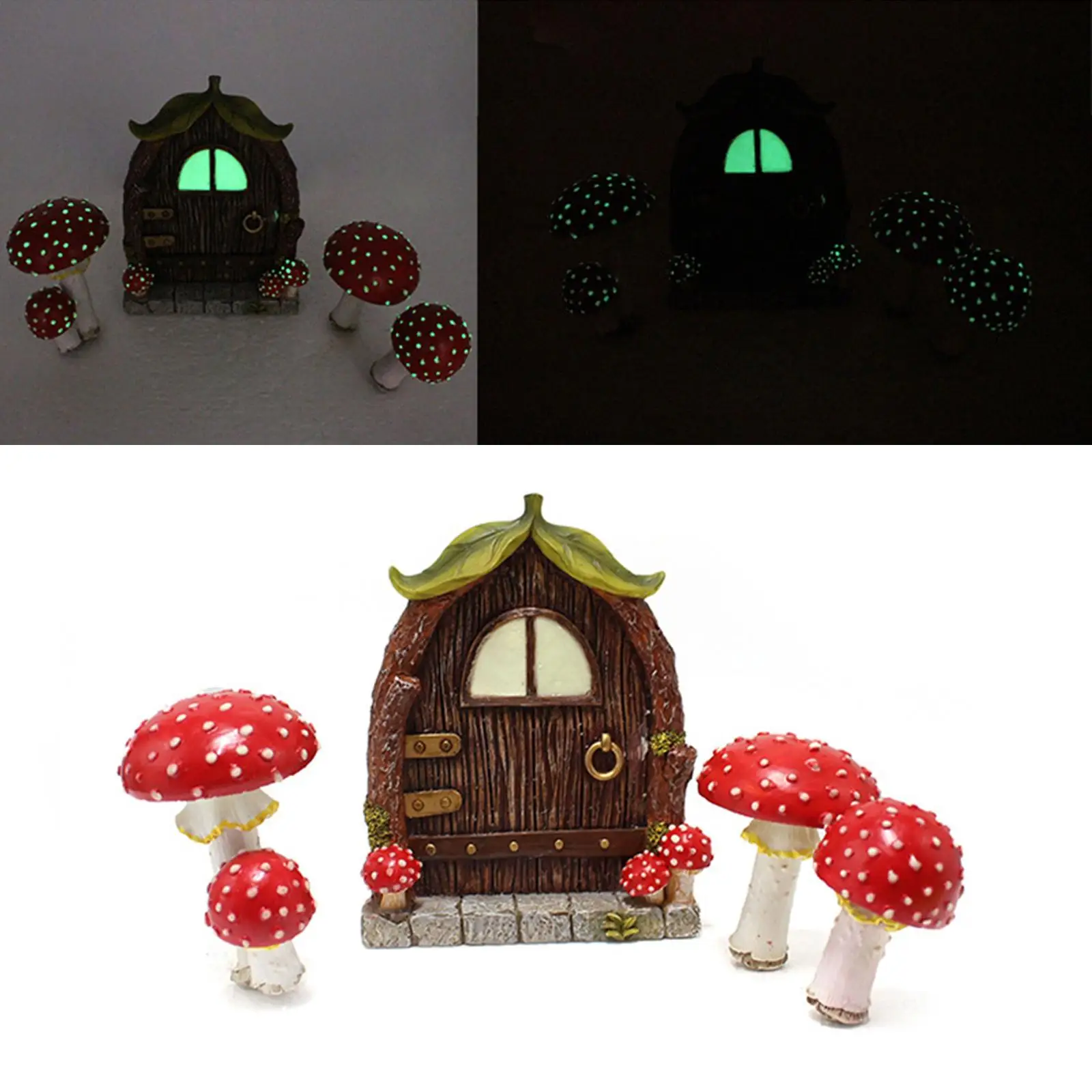 

Mushroom and Door Figure Durable Colorful Creative Garden Decor Artificial Crafted Figurine for Outdoor Indoor Micro Landscape