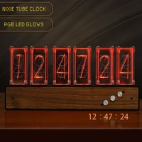 digital rgb nixie tube clock with colorful led glows for home desktop decoration luxury box packing for gift idea