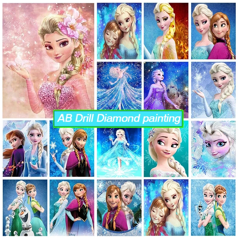 

Ab Diamond Painting Ice Sister Elsa&Anna Cross Stitch Full Round Square 5D Diy Diamond Embroidery Cartoon Mosaic Picture Jh256