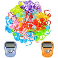 2pcs electronic finger counter lcd knit counter finger digital counter with knitting stitch marker colorful crochet locking clip