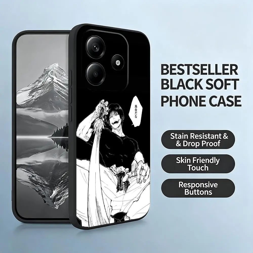 Фото Чехол для телефона Fushiguro Jujutsu Kaisen Anime для Xiaomi Redmi Note 17 15 14 13 12 11 Pro Plus S 5G 14C A3, мягкий черный чехол. №2