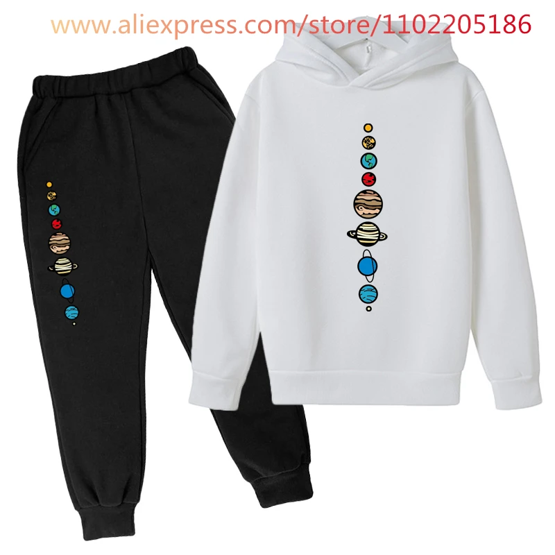 

Spring Autumn planet Hoodie Sets Two-piece Children Clothing 4-14 Years Boys Boy Clothes Girls Sport suit