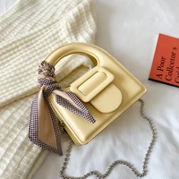 cute totes simple small pu leather crossbody bags for women 2022 summer female elegant ribbon designer chian shoulder handbags