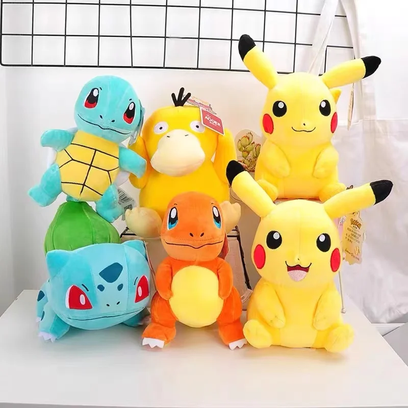 Anime Pokemon Baby Dolls Pikachu Charmander Squirtle Bulbasaur Jigglypuff Lapras Eevee Teddy Plush Toys Wholesale Gift Retail