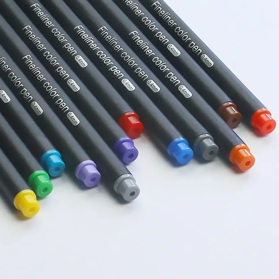 

24/12colors Pigment Liner Pigma Micron Ink Marker Pen0.4mm Different Tip Black Fineliner Sketching Pen