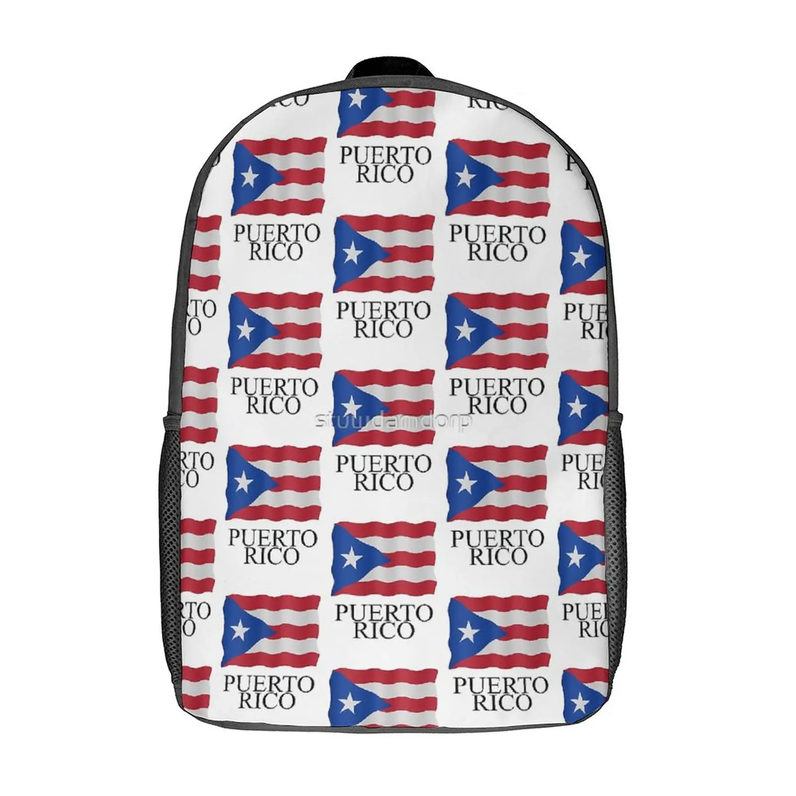 

Puerto Rican Flag 17 Inch Shoulder Backpack Vintage Sports Activities Premium Lasting Comfortable Field Pack