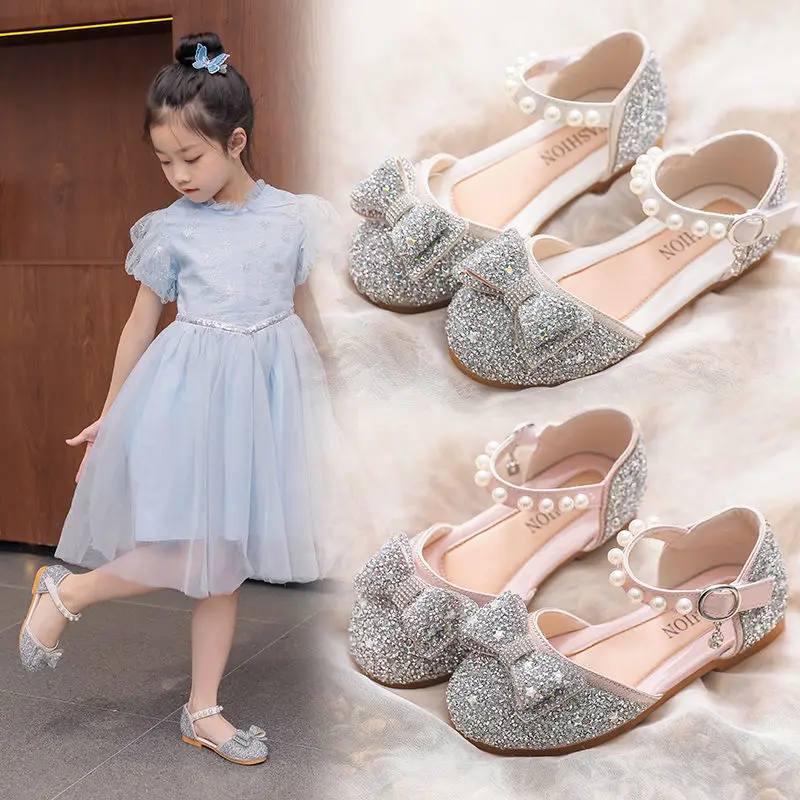 

Girl Shoes Princess Sandals 2022 Summer New Fashion Soft Sole Performance Shoes Bow Leather Shoes Baby Breathable Sandals