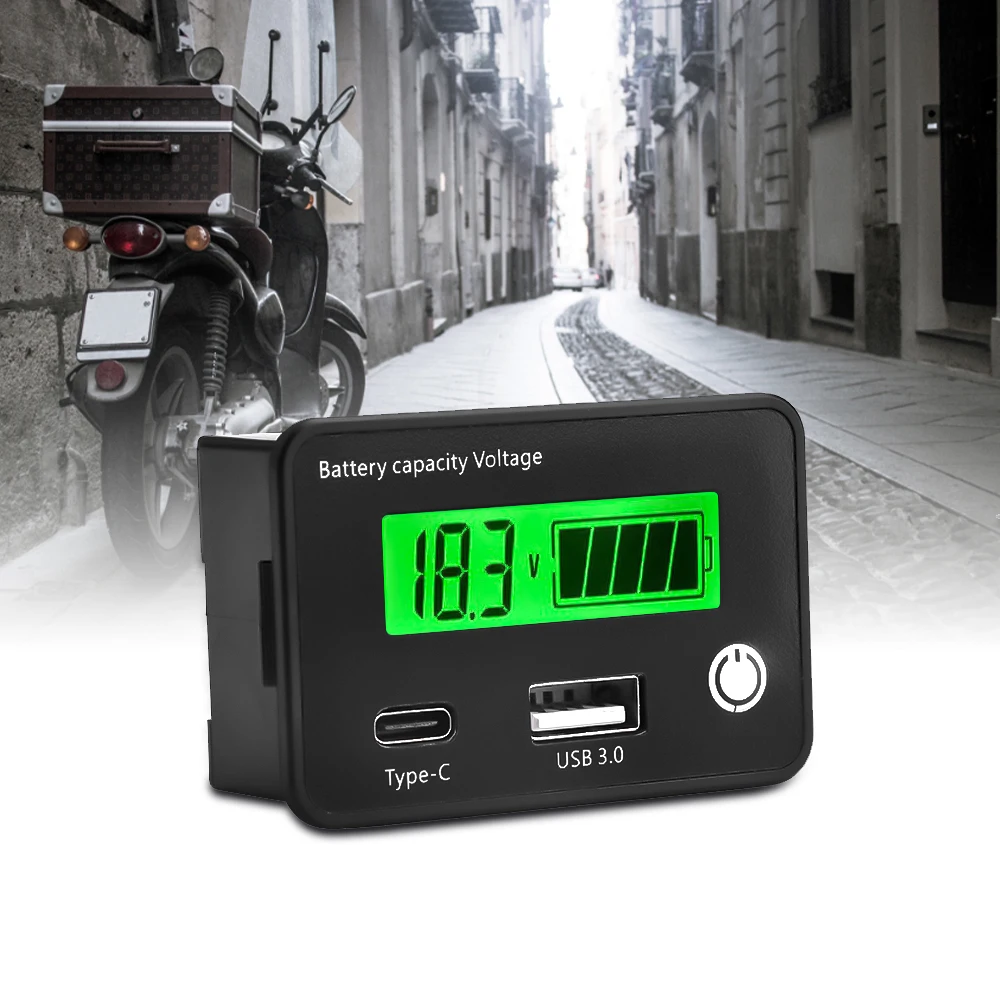 

Tpye-c индикатор литиевого измерения мотоцикла и с для свинцово-кислотной/lron-литиевой/тройной емкости автомобильного аккумулятора