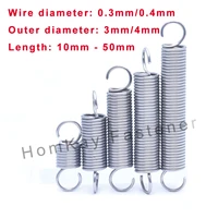 102030 pcs wd 0 3mm0 4mm 304 stainless steel s hook tension cylindroid helical pullback extension tension coil spring