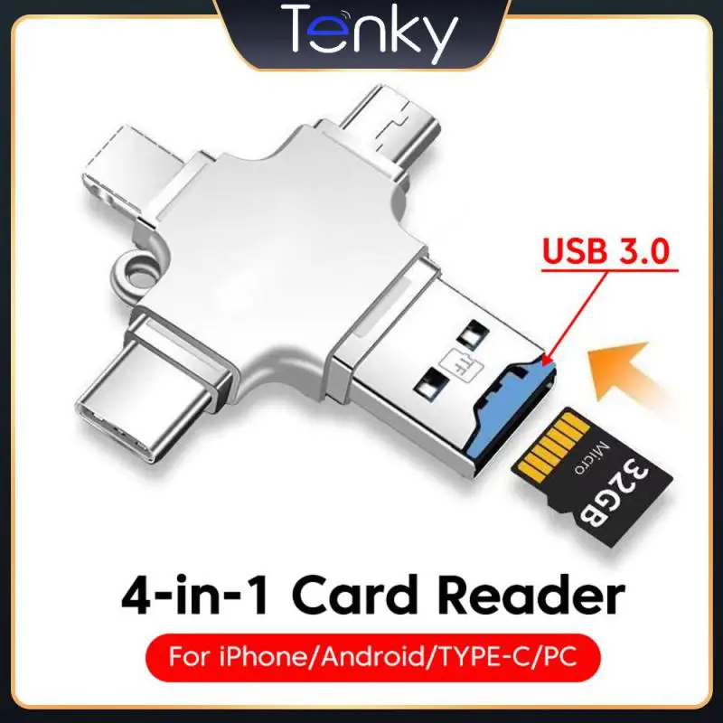 

Silver Four In One Multifunctional Otg Adapter Easy Backup Without An App Expanding Phone Memory Memory Card Reader Weight 12g