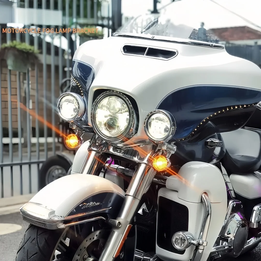 Фото Универсальный кронштейн для противотуманных фар мотоцикла для Harley Cruise Honda Suzuki Yamaha, фара, указатель поворота, вспомогательный держатель для бара №5