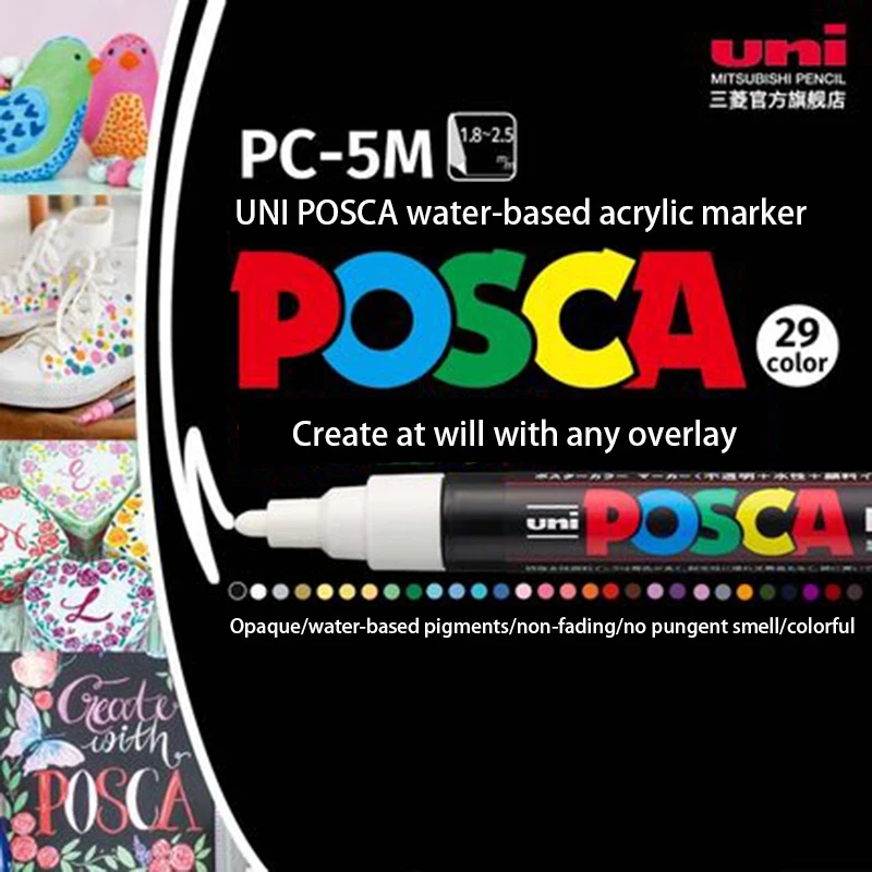 

1Pc UNI PC-5M 1.8mm-2.5mm POSCA POP Poster Paint Marker Advertising/Graffiti Water Resistant Office Student Painting Anime Draw