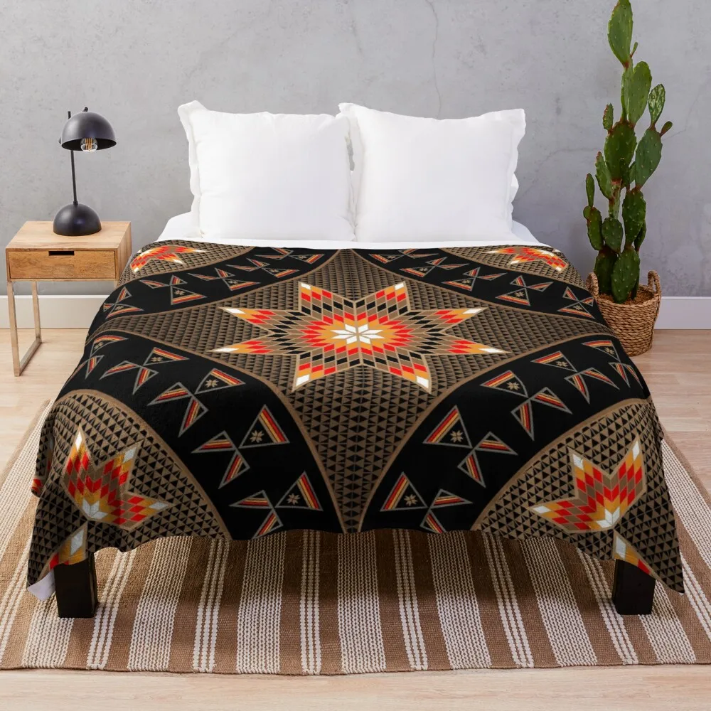 

Morning Star with Tipi's (Brown) Throw Blanket Sofa Blankets Queen Size Flannel Blanket Quilt Blanket Retro