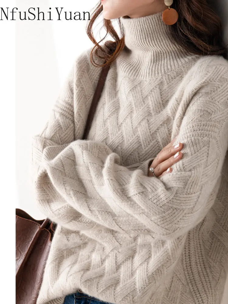 

Autumn Winter New High-neck Loose Thickened Sweater Cropped Pullover Lapel Sweater Women Thick Sweaters Knit Long Sleeve Top
