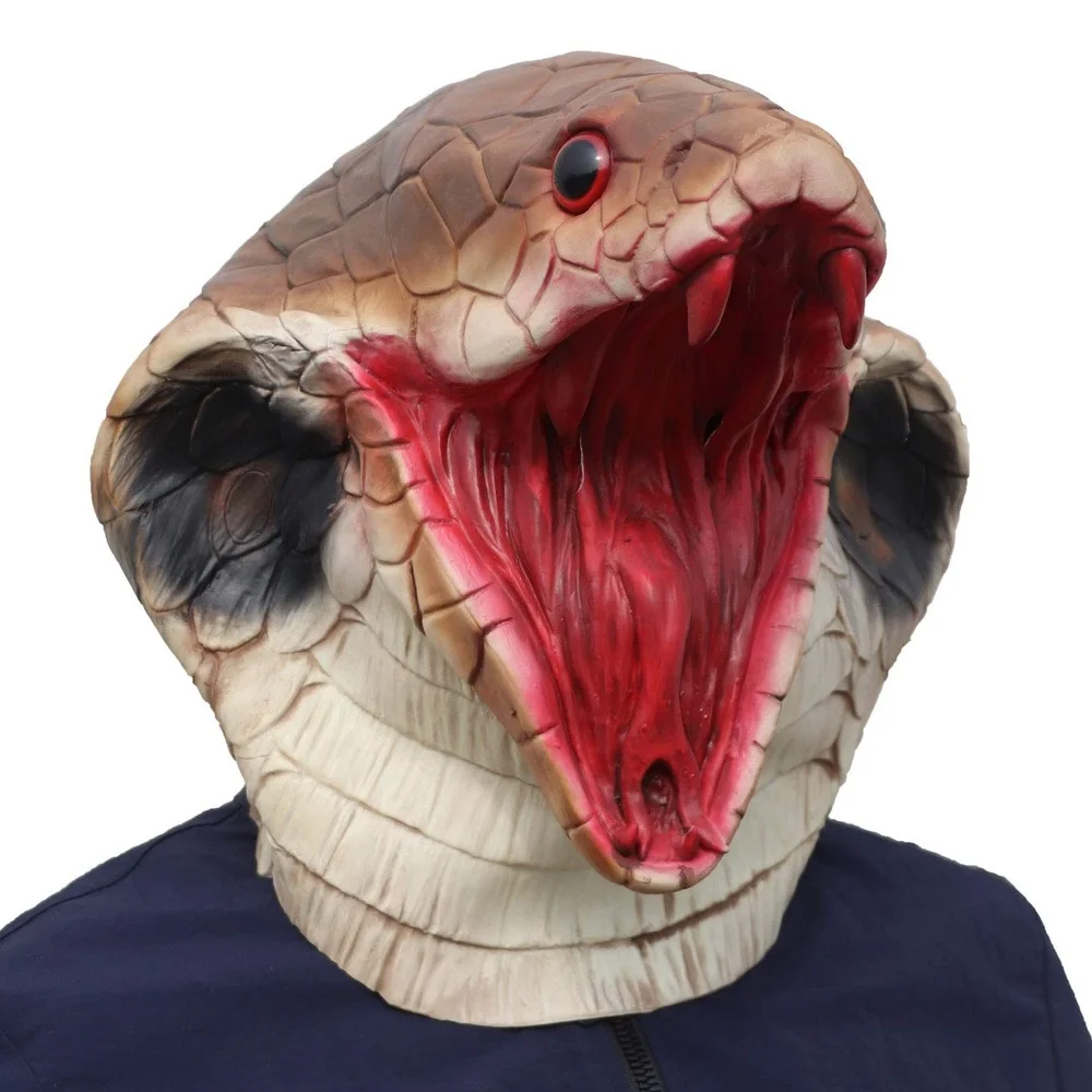 

Cobra costume for kids halloween mask snake Novelty Carnival party Cosplay Mask masquerade Latex Animal Snake Open Mouth