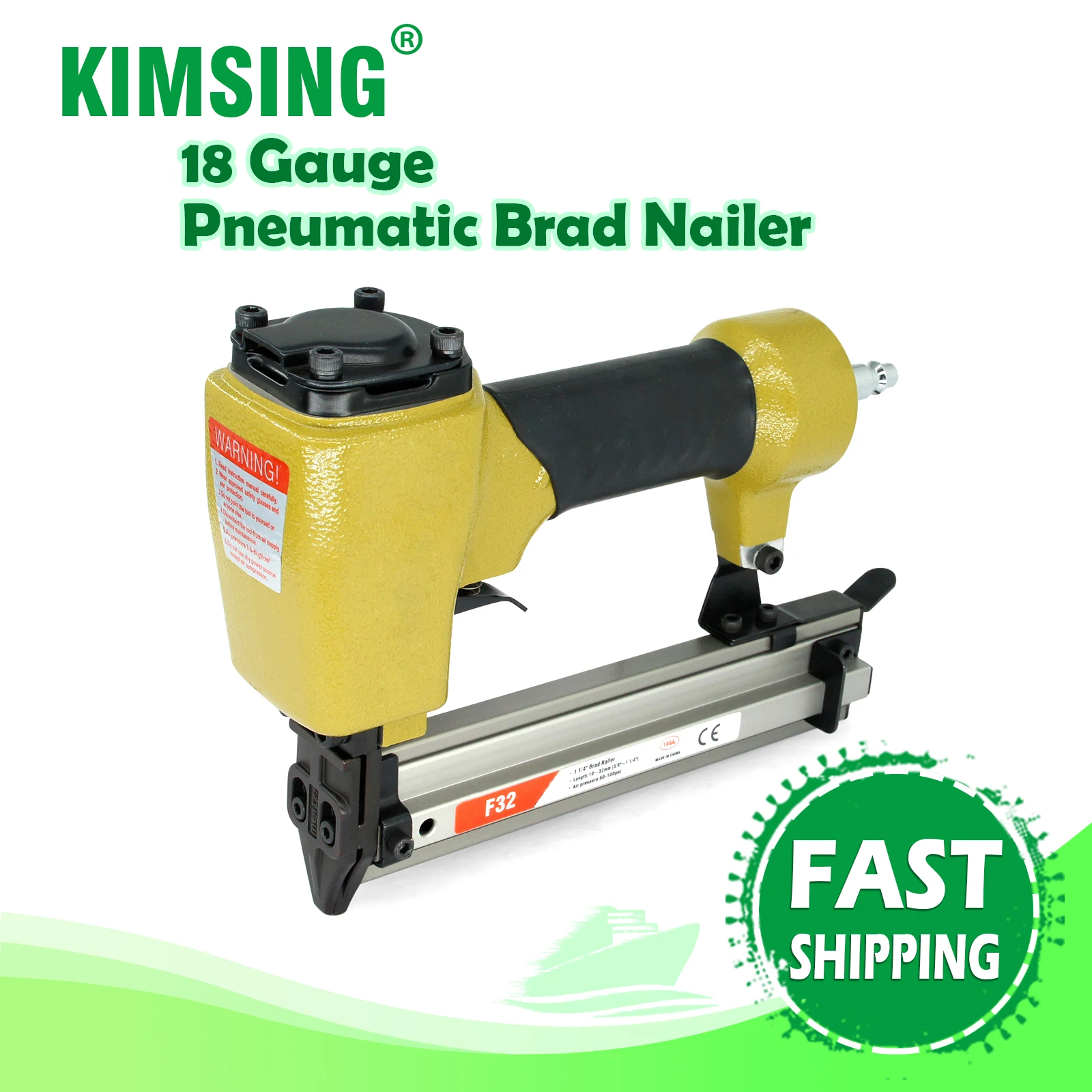 Meite F32 18 Gauge Pneumatic Brad Nailer Air Finish Nail Gun Fits 10-32mm Nails, for Woodworking, Cabinets, Windows Doors