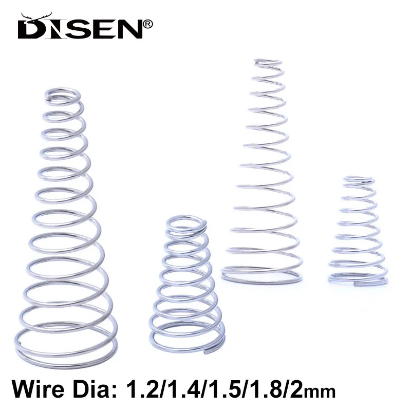 

304 Stainless Steel Conical Cone Compression Spring Tower Springs Taper Pressure Spring Wire Diameter 1.2/1.4/1.5/1.8/2mm