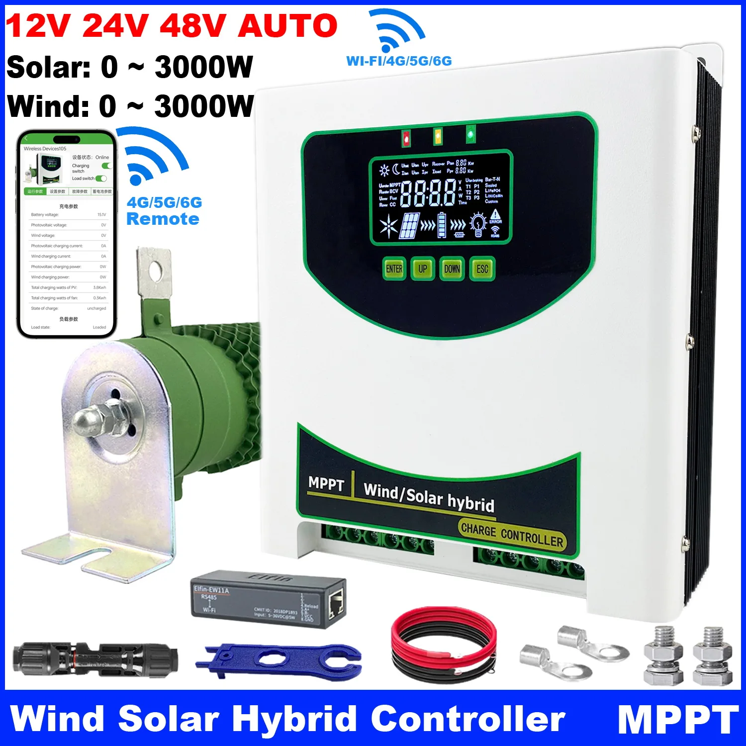 Гибридный контроллер 6000 Вт 12 В 24 48 автоматическое повышающее зарядное устройство