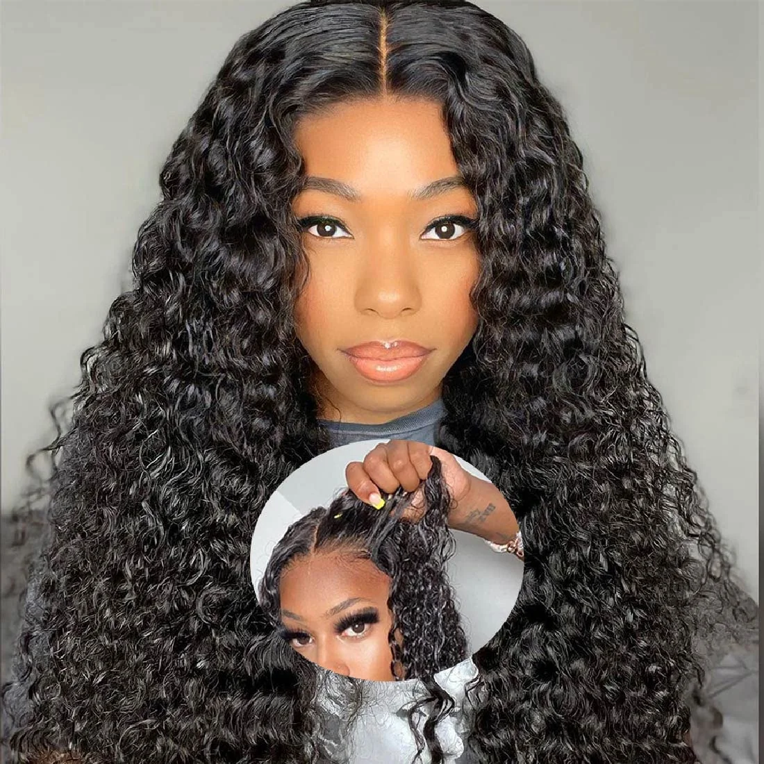 

Deep Curly Glueless Wig Human Hair Ready To Wear and Go Human Hair Wigs For Women 4x4 Lace Closure Wig Brazilian Wigs On Sale