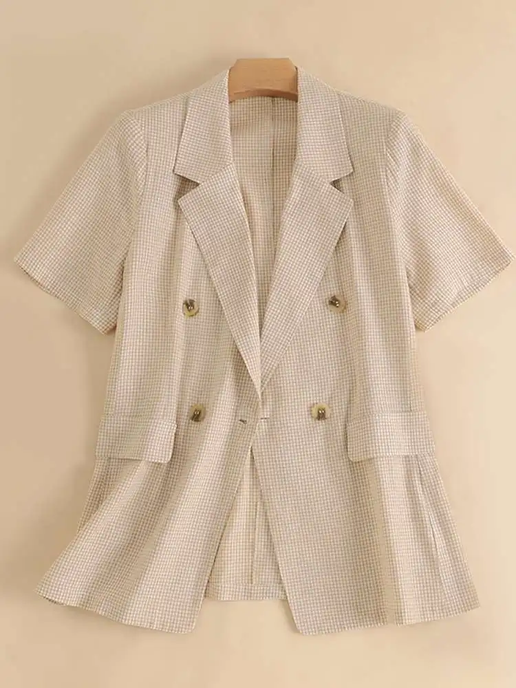 Office Lady Blazer 2023 VONDA Fashion Women Coats Blazer Casual V-neck Short-Sleeve Outwears Oversized Coats Femininas