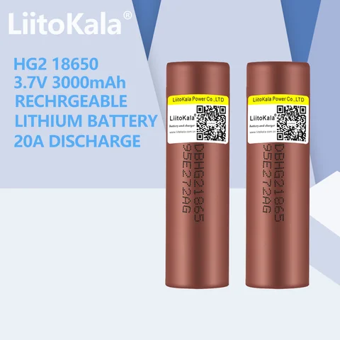 2 шт., LiitoKala 18650 аккумулятор HG2 3000 мАч, батарея 18650 3,7 в, предназначенная для мощности HG2, перезаряжаемая батарея для аккумуляторного блока