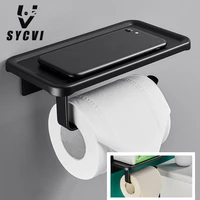 stainless steel roll holder wall mounted roll holder bathroom toilet paper holder roll holder mobile phone shelf bathroom suppli