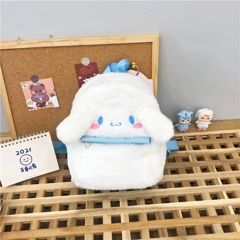 

Плюшевый Рюкзак hello kitty Cinnamoroll с мультипликационным рисунком, милые белые плюшевые сумки на плечо с собакой, мягкая школьная сумка, детские подарки для девочек