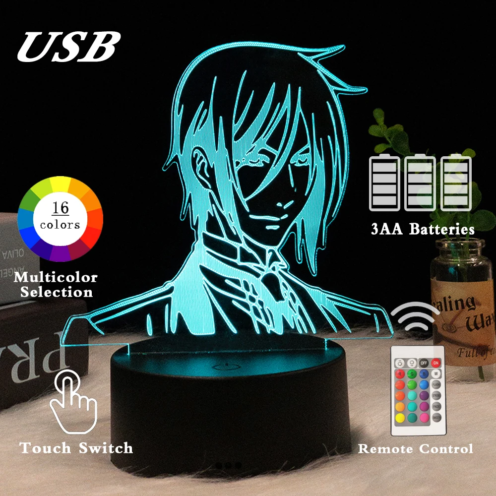 

Acrylic Led Night Lamp Anime Black Butler for Bedroom Decor Nightlight Birthday Gift Black Butler 3d Light Sebastian Michaelis
