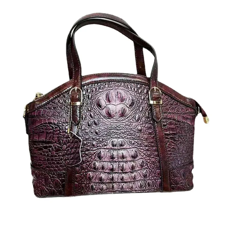 

Factory Direct Sales 2022 First Layer Cowhide Embossed Crocodile Pattern Bag Handmade Shoulder Bag Crossbody Portable Lady Bag