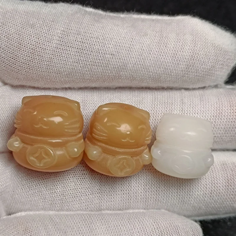 Белые нефритовые бриллианты счастливая кошка резьба поделки Бодхи DIY аксессуары