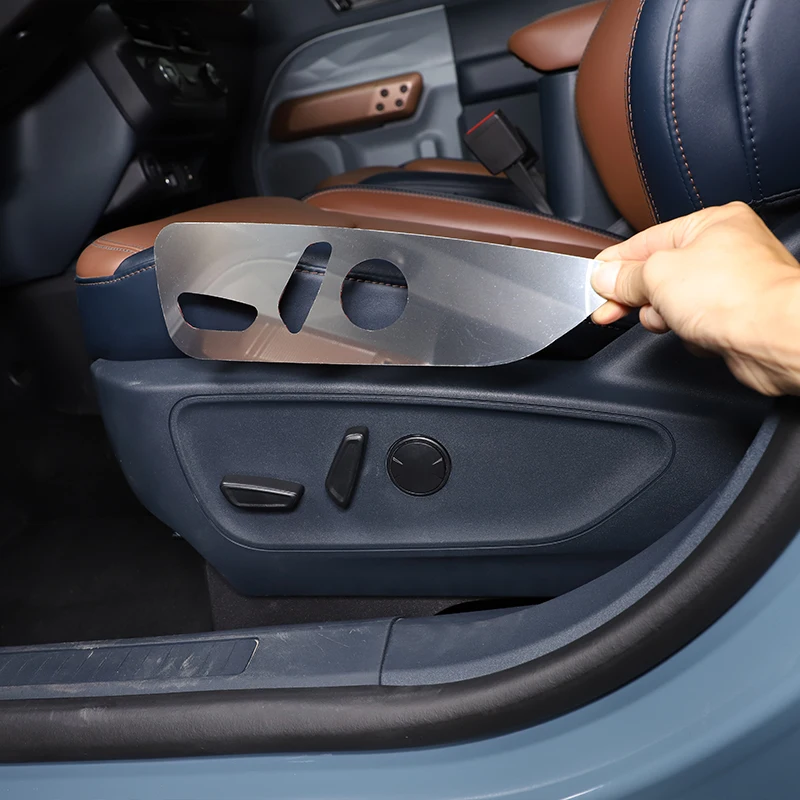 

For Ford Maverick 2022 Car Seat Side Decoration Panel Cover Trim Stainless Steel Silver interior Accessories 1 piece set