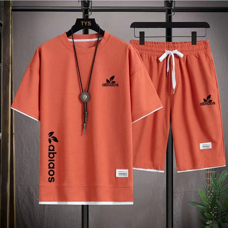 Men's Set Oversized Casual T-shirt and Shorts Set Linen Running Sportswear 2023 Summer Fashion Couple Short Sleeve Set