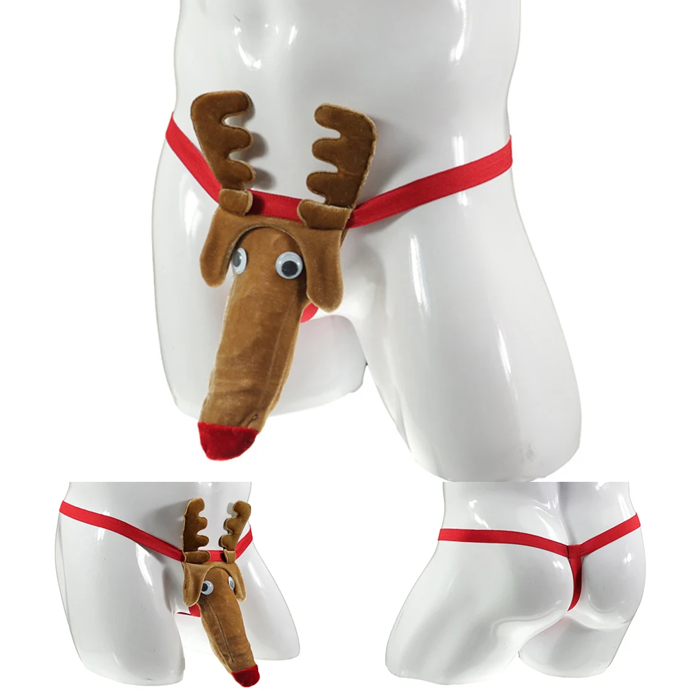 

Men Sexy Deer Down Thongs Cute Underwear Reindeer Fun Bulge Pouch Boy Sissy G-String T-Back Briefs Mens Erotic Lingeries