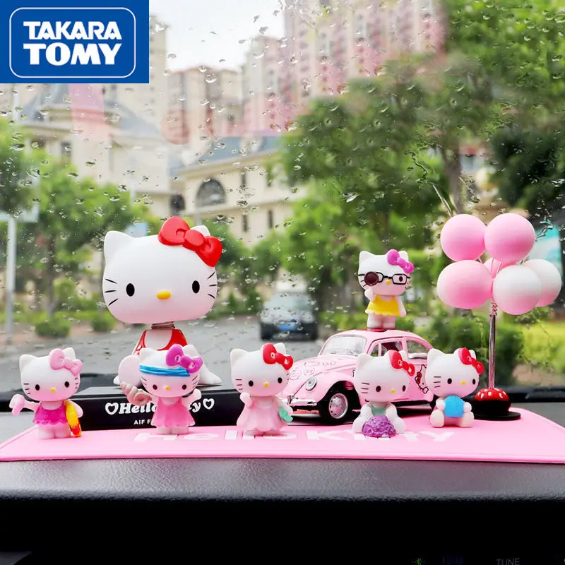 

TAKARA TOMY Car Hello Kitty Cute Ornaments Car Center Console Full Set of Kawaii Cartoon Doll Decoration Ornaments Accessories