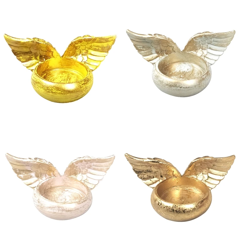Angel Wings Candle Holder Resin Statue Home Decoration Prayer Candlestick for Home Wedding Christmas Church Memorial Gifts