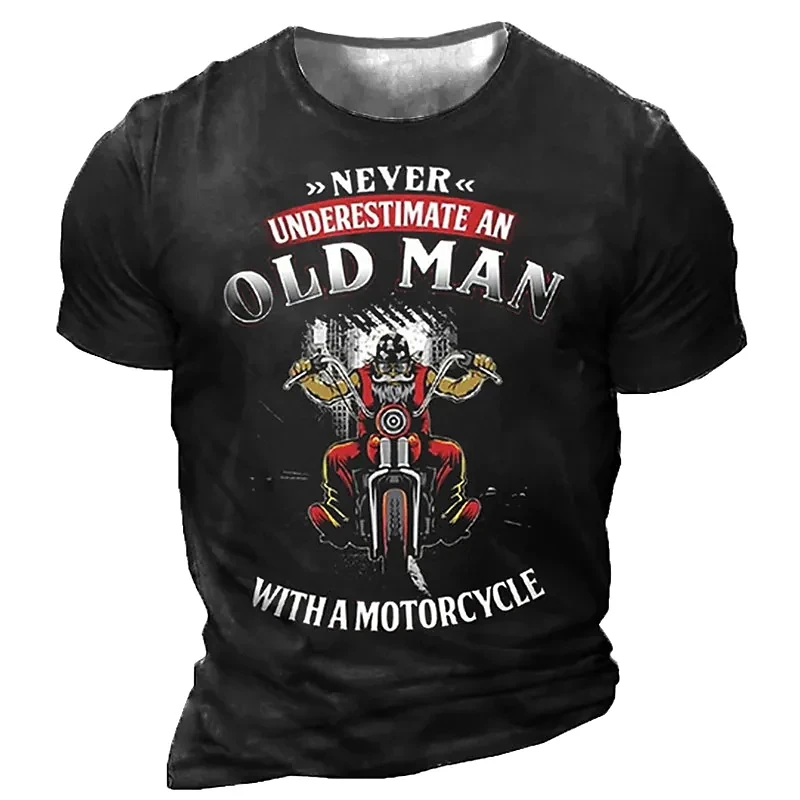 T-shirt manches courtes pour Homme  estival et Vintage  imprimé en 3d  pour motard et course