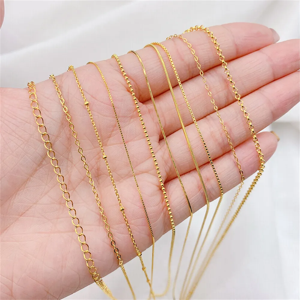 

S925 Sterling Silver Plated 18K Real Gold Chain O-word chain diy handmade extended necklace bracelet Material accessories