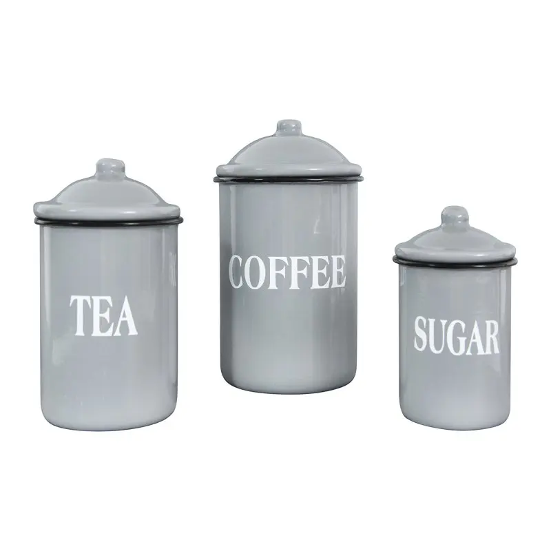 

Metal Containers with Lids, "Coffee", "Tea", "Sugar" (Set of 3 Sizes/Designs)