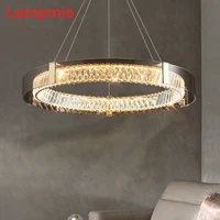 luxury crystal pendant light for dining room master bedroom designer simple modern hanglamp round 45cm 60cm 80cm suspension lamp