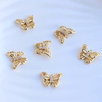 14k gold coated zircon hollow out three dimensional butterfly shape about 10 5 13mm color preserving diy bracelet necklace