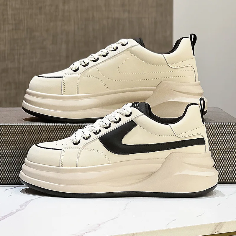 Autuspin Women Sneakers Fashion Casual Lace-Up Sports Shoes Spring Autumn Genuine Leather Flats Platforms Wedges Shoes Woman