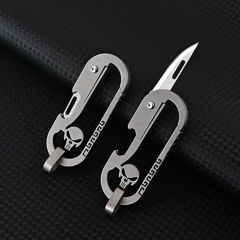 

Edc Titanium Alloy Keychain Knife High Hardness D2 Blade Keychain Pendant Pocket Paring Knife Outdoor EDC Self-defense Tool