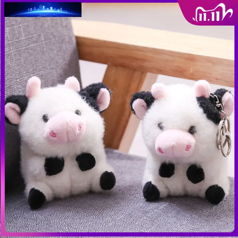 

10cm Cute Cartoon Calf Cow Stuffed Plush Doll Stuffed Cow Animals Toys Keychain Pendant Animals Toys For Kids Baby Children Gift